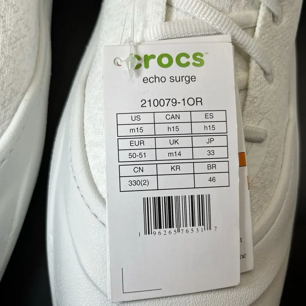 Crocs Echo Surge Shoes Men's 15 Moonlight Stretch Knit/LiteRide 210079-1OR NWT